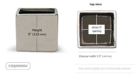 5'' SQUARE CUBE VASE ( CSQ5505-Silver )