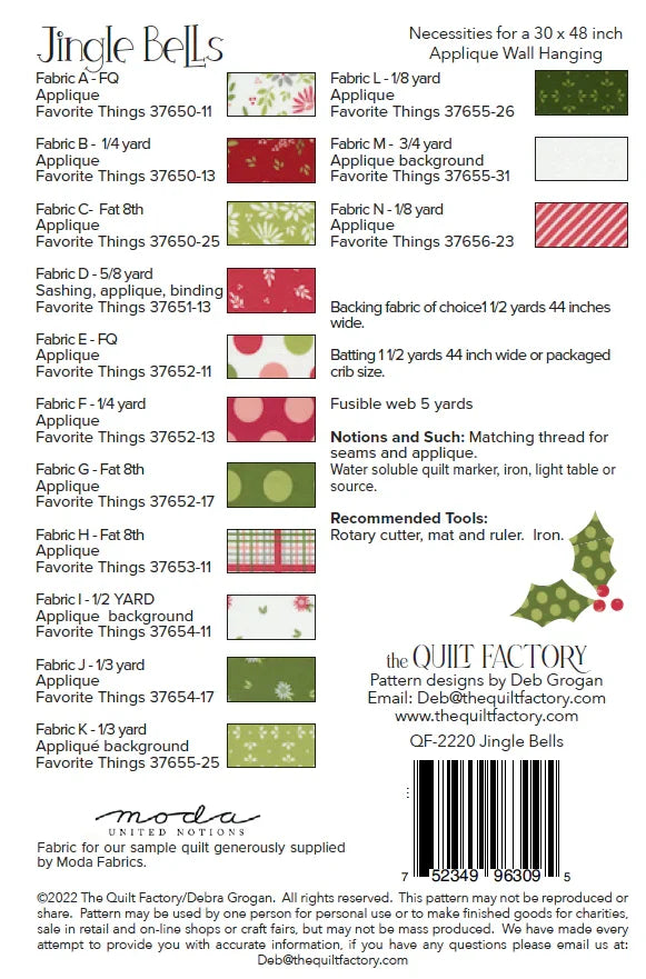Jingle Bells Quilt Pattern - The Quilt Factory