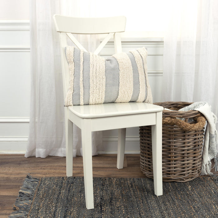 KJÆRSGAARD GREY STRIPE BOHO THROW PILLOW