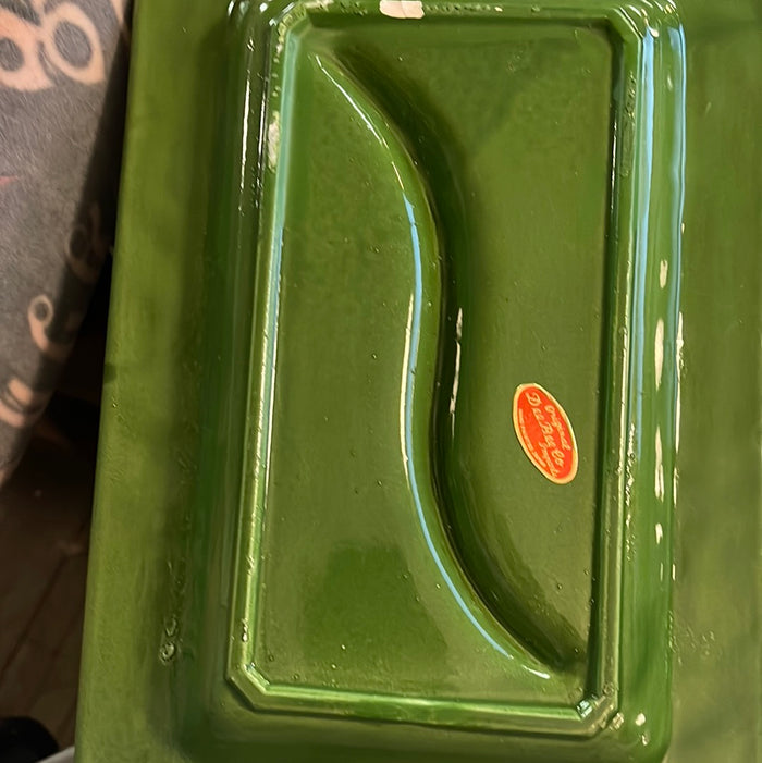 Vintage 11" Ashtray in Dark Green - Mid Century Modern Boho MCM