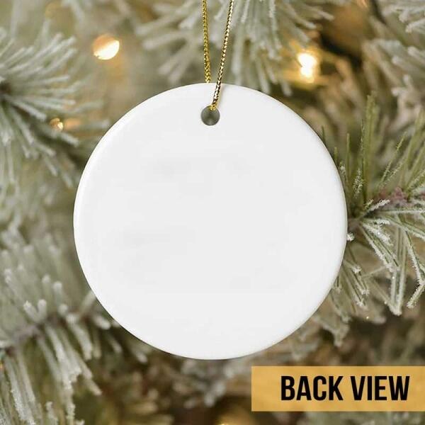 Xmas Dog Snowy String Lights Circle Ceramic Ornament - Personalized Dog Lovers Decorative Christmas Ornament