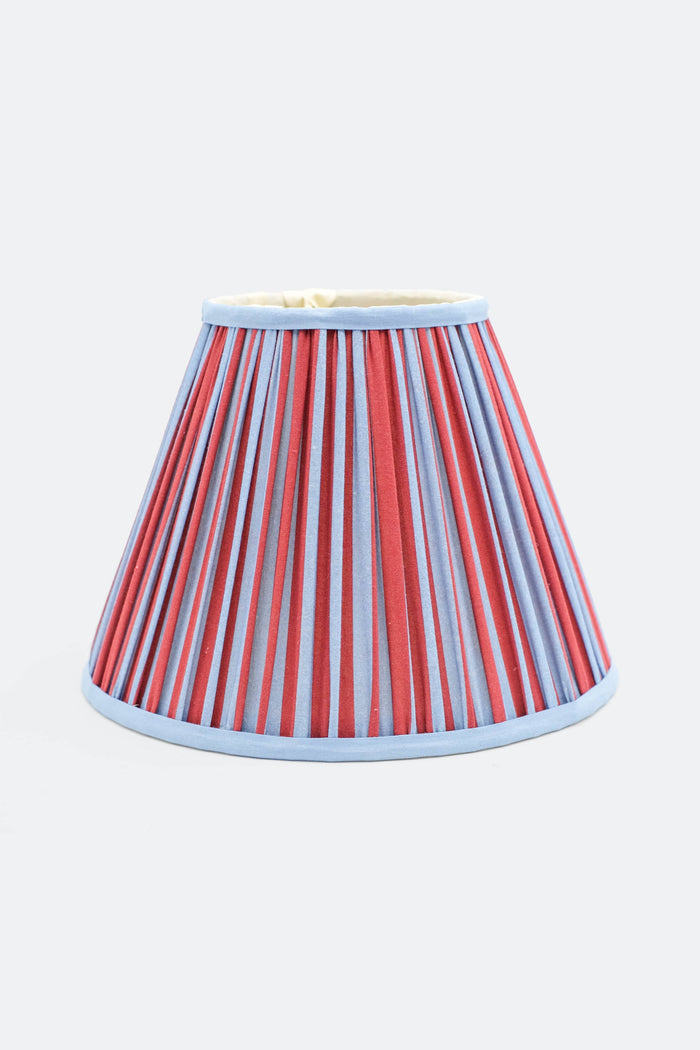 10” Pleated Empire Lampshade — Blockprint in Red and Blue