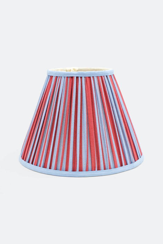 10” Pleated Empire Lampshade — Blockprint in Red and Blue