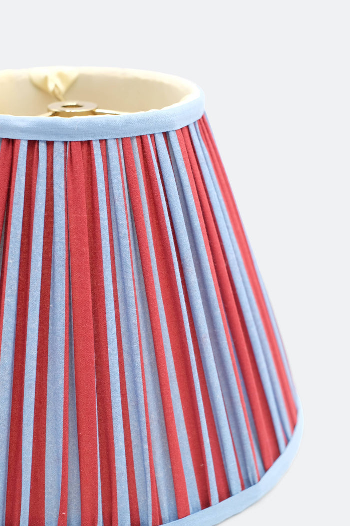 10” Pleated Empire Lampshade — Blockprint in Red and Blue