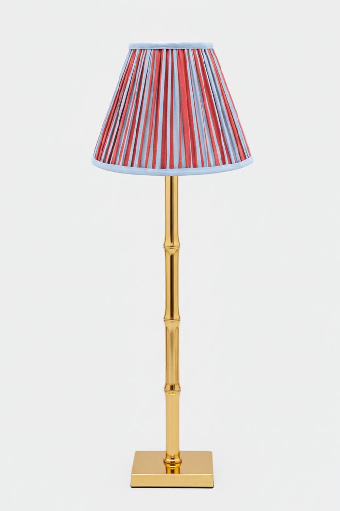 10” Pleated Empire Lampshade — Blockprint in Red and Blue