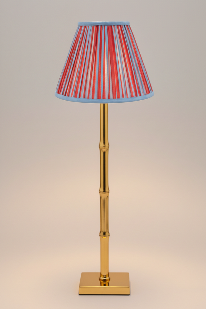 10” Pleated Empire Lampshade — Blockprint in Red and Blue