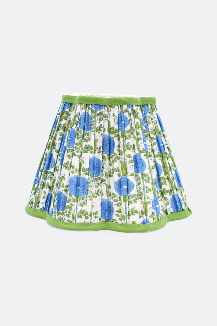10” Pleated Scalloped Flower Lampshade — Blockprint in Ara
