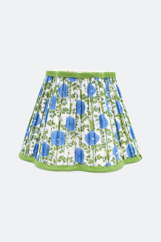 10” Pleated Scalloped Flower Lampshade — Blockprint in Ara