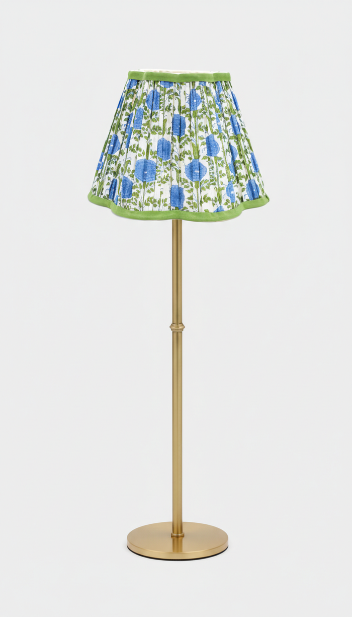 10” Pleated Scalloped Flower Lampshade — Blockprint in Ara