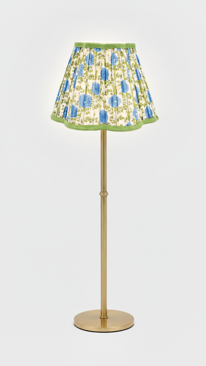 10” Pleated Scalloped Flower Lampshade — Blockprint in Ara