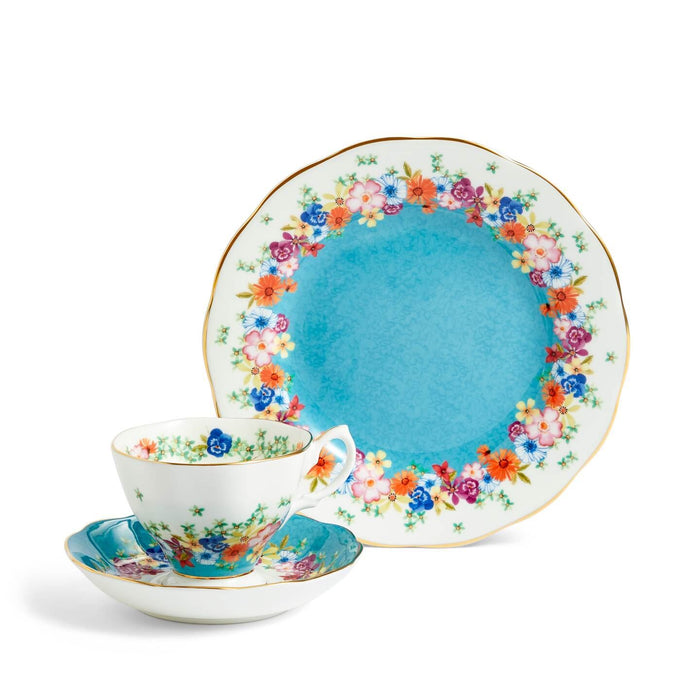 100 Years Teacup Saucer Plate, 3 Piece Set, Florence 1940