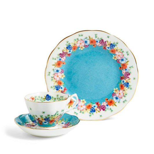 100 Years Teacup Saucer Plate, 3 Piece Set, Florence 1940