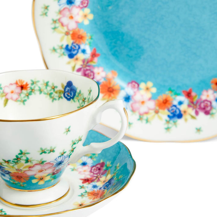 100 Years Teacup Saucer Plate, 3 Piece Set, Florence 1940