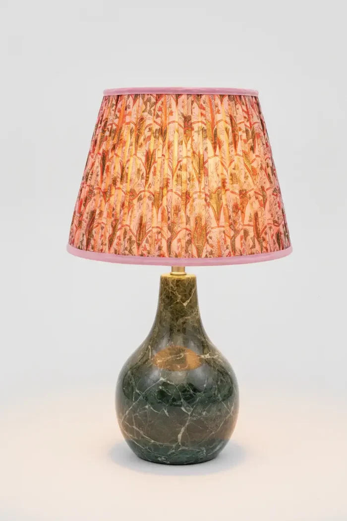 14” Pleated Empire Lampshade — Blockprint in Pink Arch