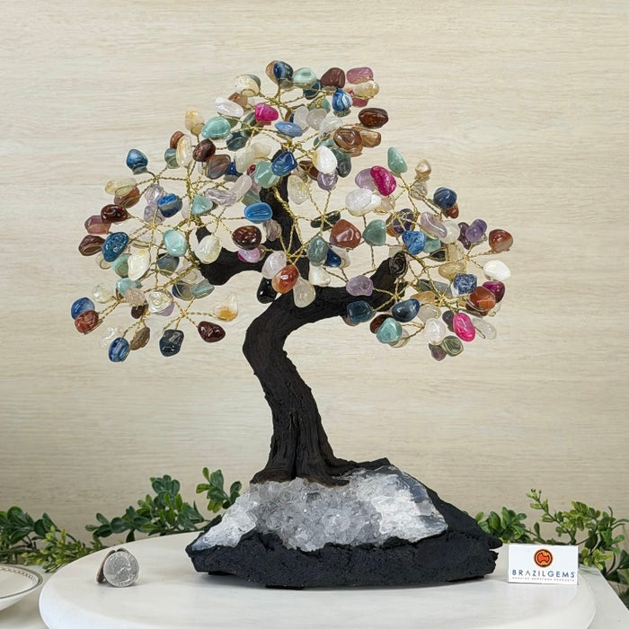 14” Tall Mixed Gems Bonsai Gemstone Tree, Crystal Base, 180 Gems **SELECT YOUR TREE** 5404MIXD