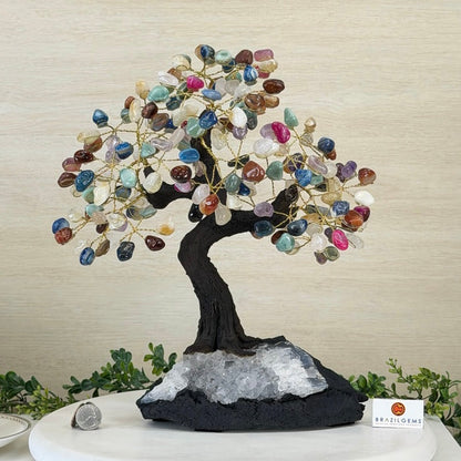 14” Tall Mixed Gems Bonsai Gemstone Tree, Crystal Base, 180 Gems **SELECT YOUR TREE** 5404MIXD