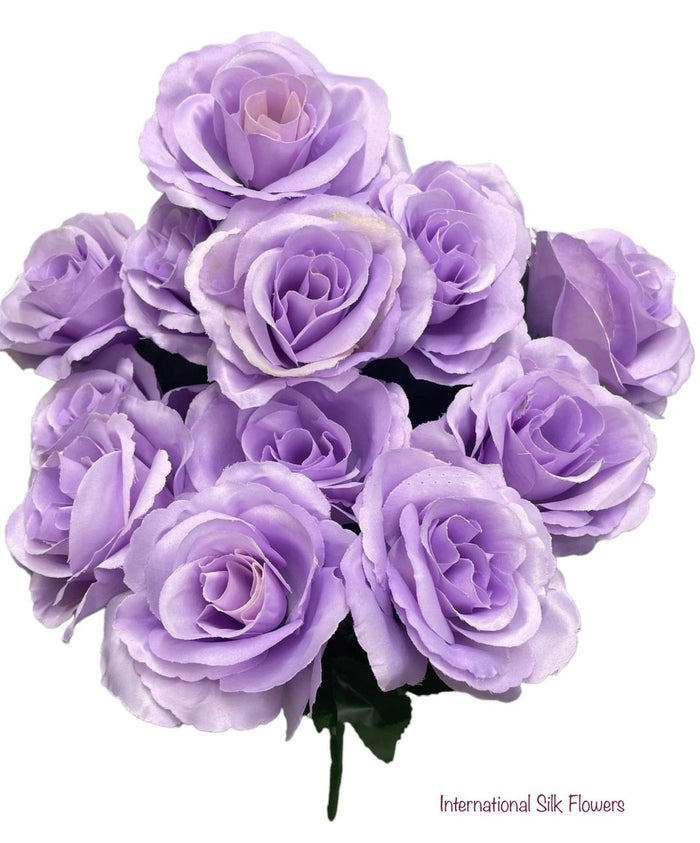 17" Satin Open Rose Bush ( INT398-#5 Lavender )