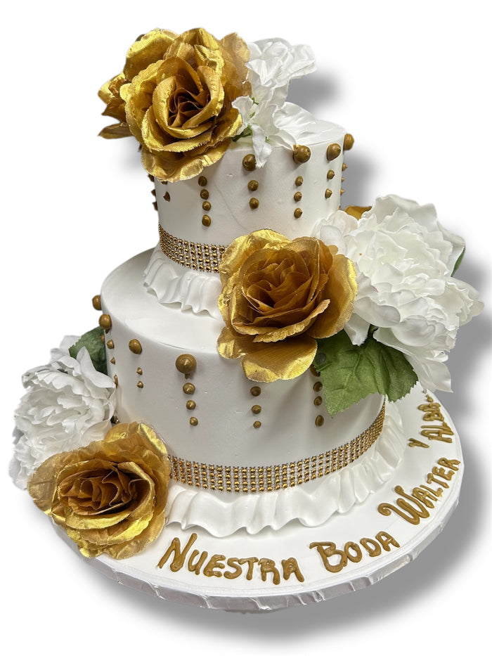 17" Satin Open Rose Bush ( INT398-#6 Gold )