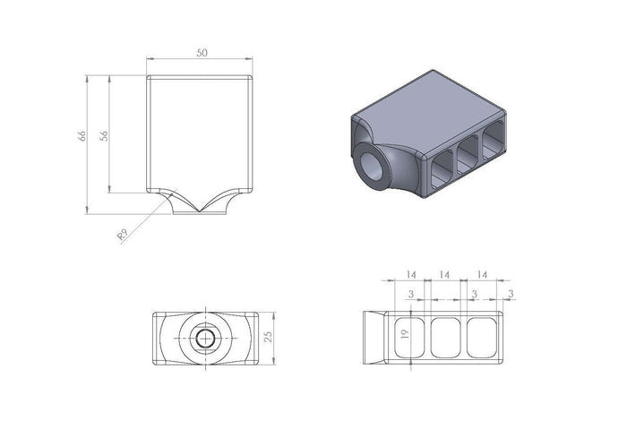 4AW Muzzle brake 3 port 15mm x 1mm thread