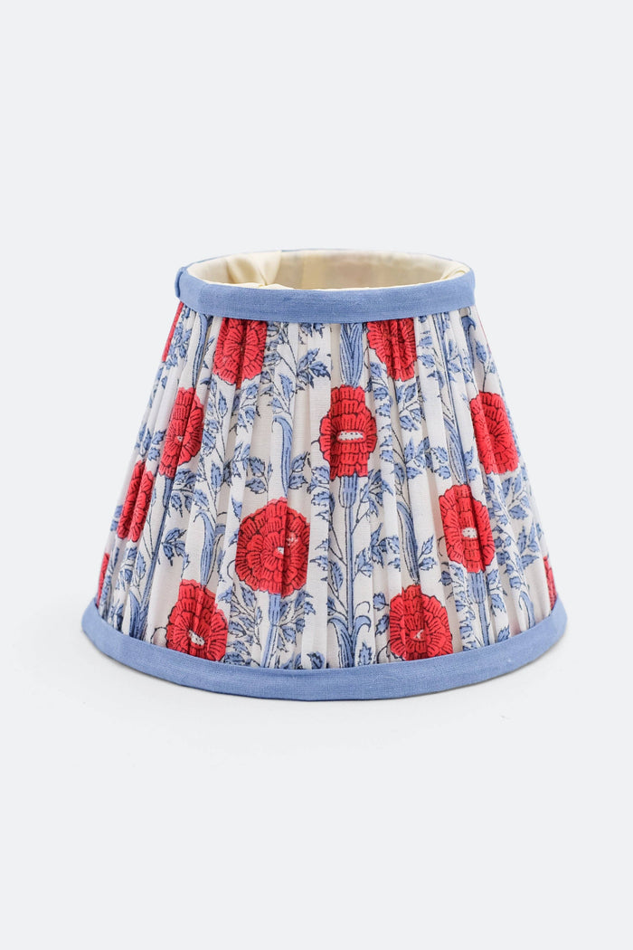 6'' Mini Pleated Lampshade —  Blockprint in Araminta Red