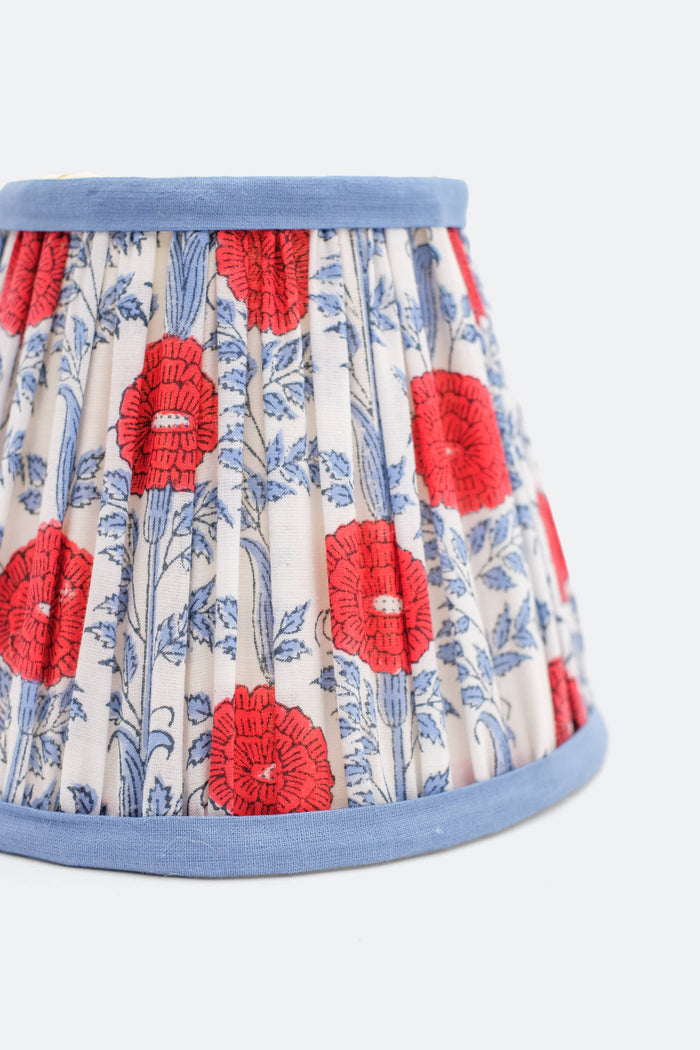 6'' Mini Pleated Lampshade —  Blockprint in Araminta Red