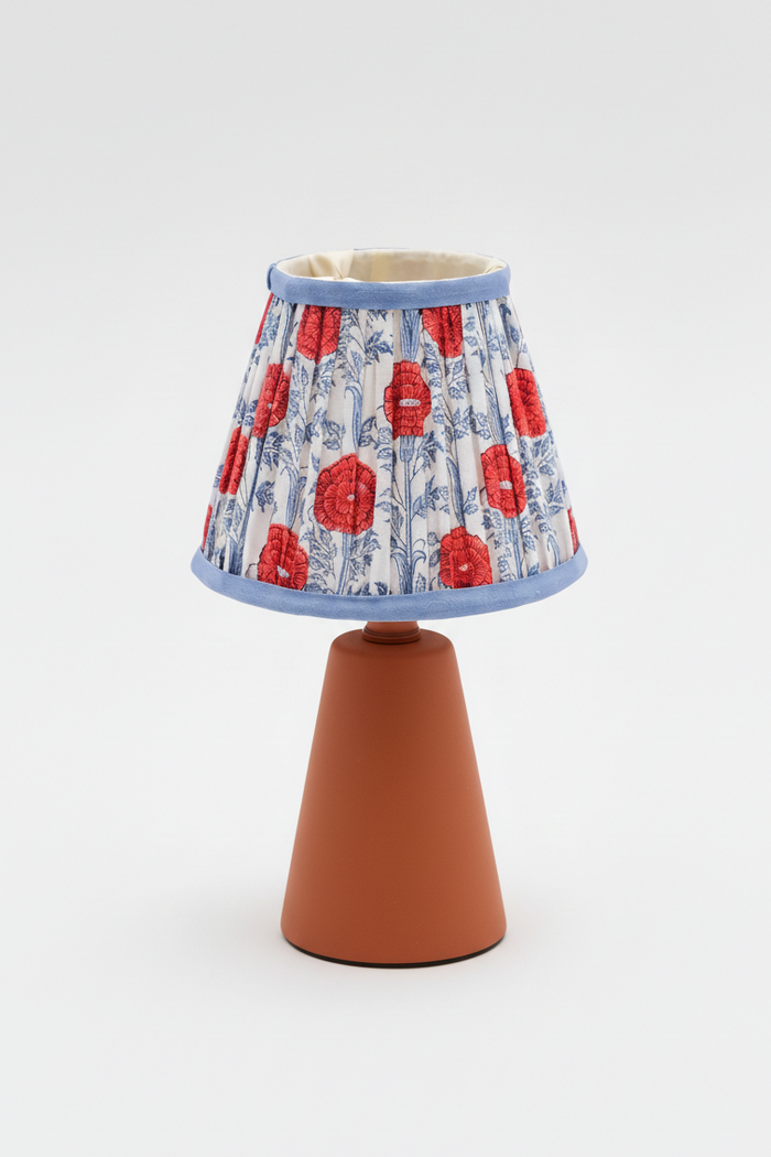 6'' Mini Pleated Lampshade —  Blockprint in Araminta Red