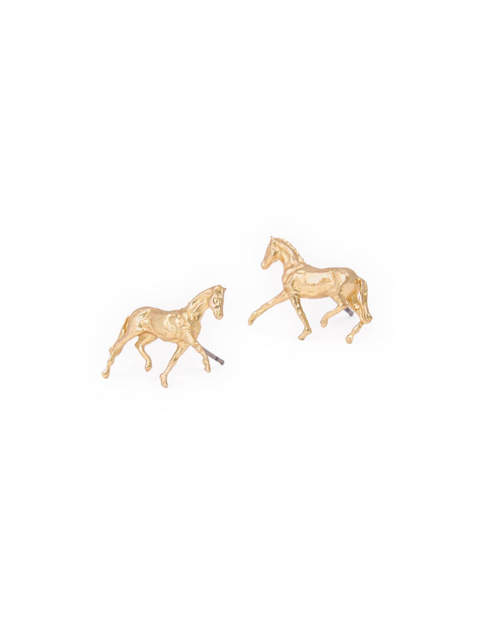 Alice Horse Post Earrings Brass