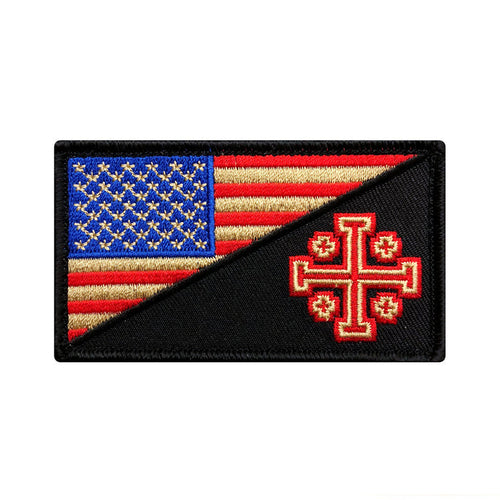 American Flag Jerusalem Cross Morale Patch