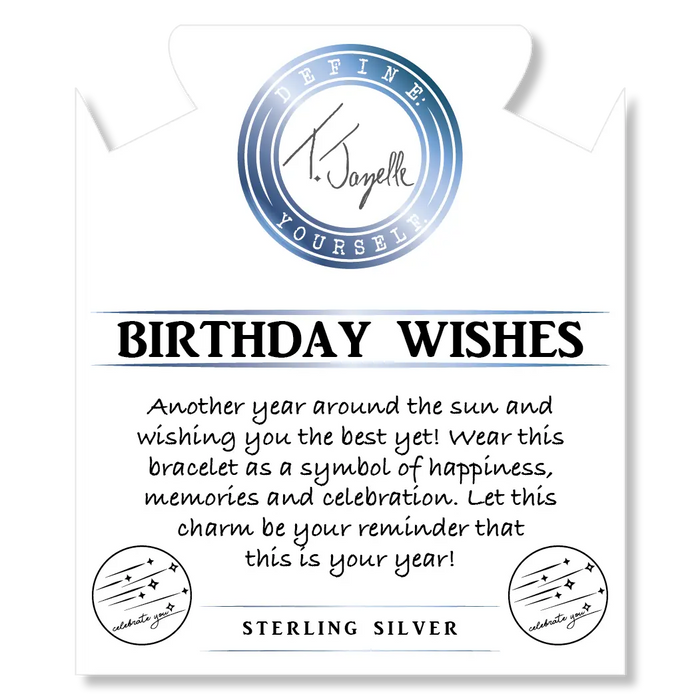 Amethyst Stone Bracelet with Birthday Wishes Sterling Silver Charm