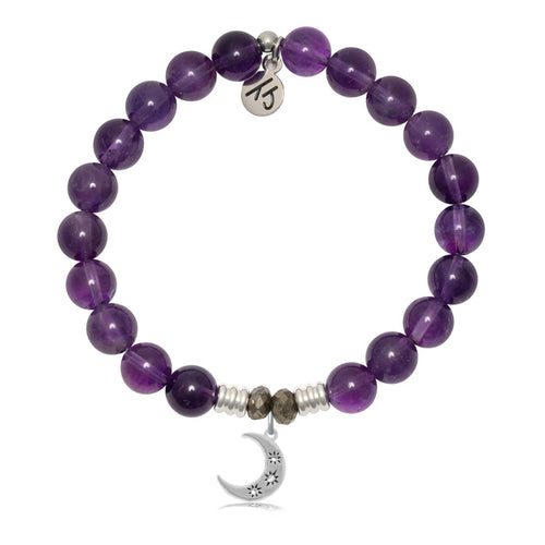 Amethyst Gemstone Bracelet with Friendship Stars Sterling Silver Charm
