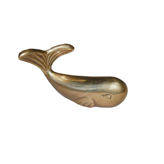Antiqued Brass Whale Nautical Paperweight | Tabletop decor