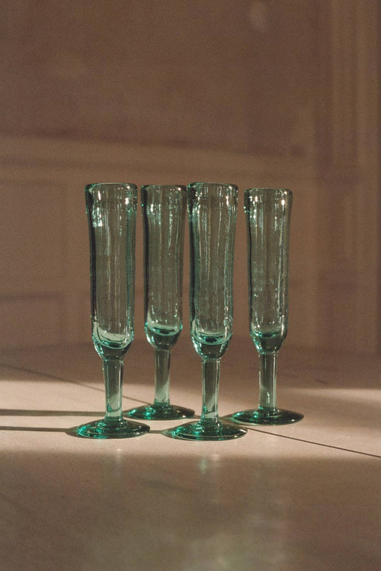Artisan Made Champagne Flute - Handblown, Recycled Glass