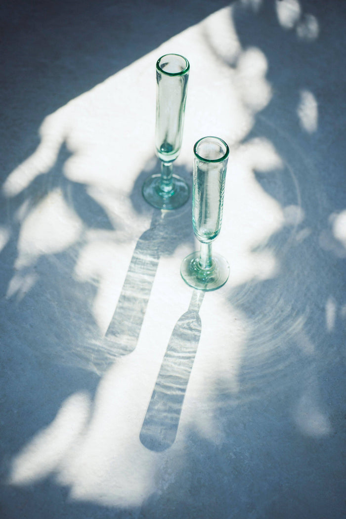 Artisan Made Champagne Flute - Handblown, Recycled Glass