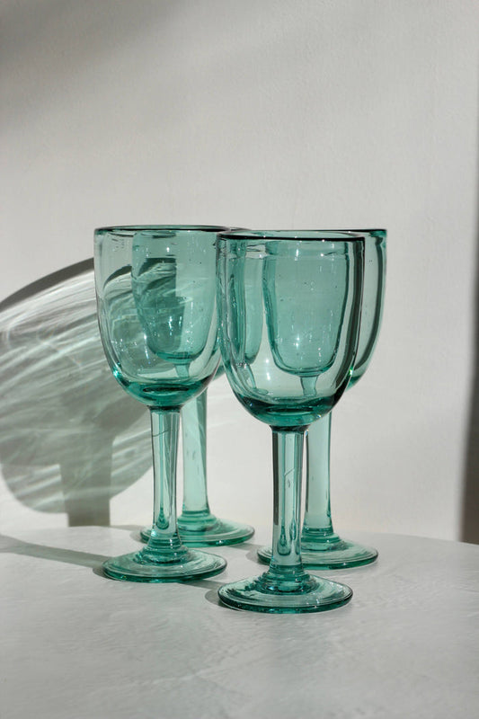 Artisan Made Wine Glass - Handblown, Recycled Glass