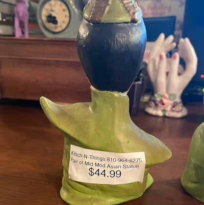 Asian Figurine Busts Mid Century Modern MCM