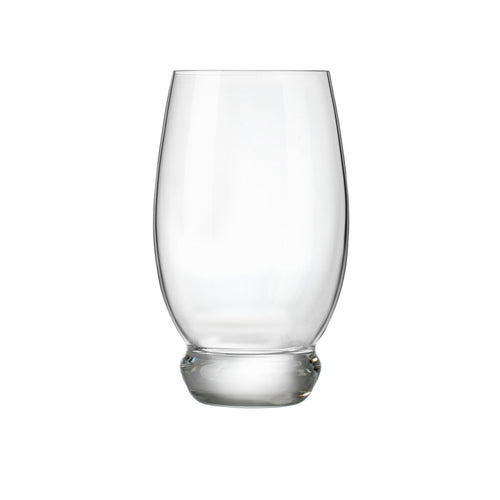 A single clear Backdoor '20s Beverage highball glass with thick base, made from high-tech crystal glass on a white background