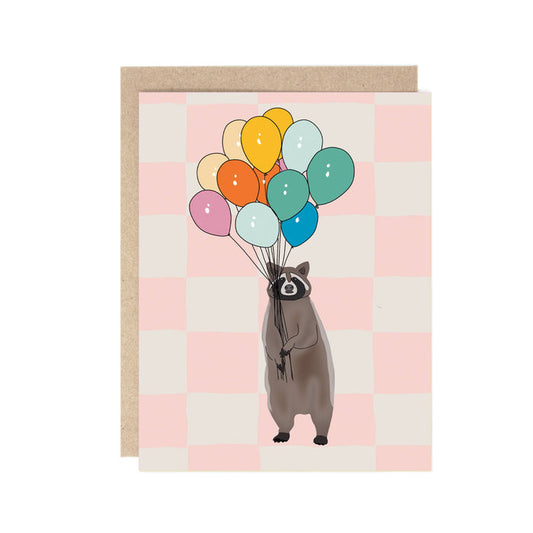Balloon Raccoon Celebration card