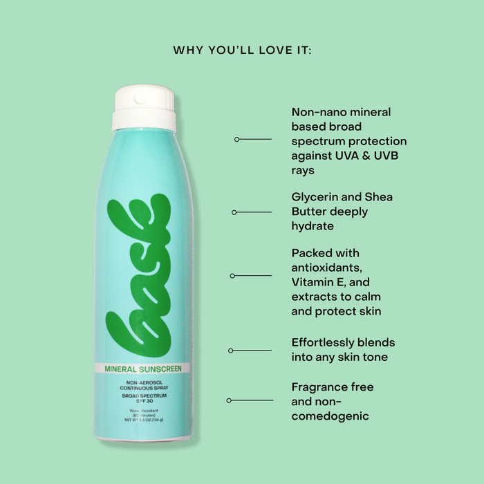 Bask SPF 30 Mineral Non-Aerosol Spray - Reef Safe Sunscreen