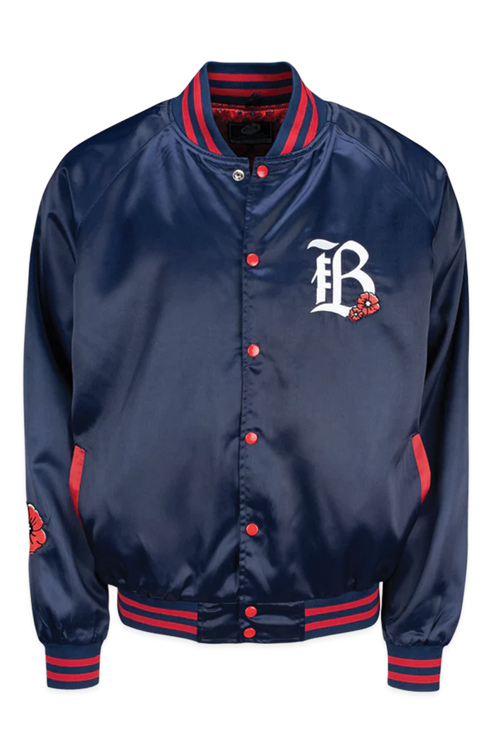 [ Bay FC ] Navy Satin Poppy Jacket