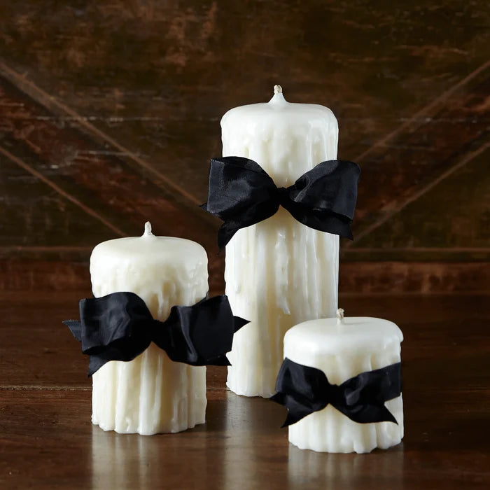 Beeswax Drip Pillar Candle, Ivory