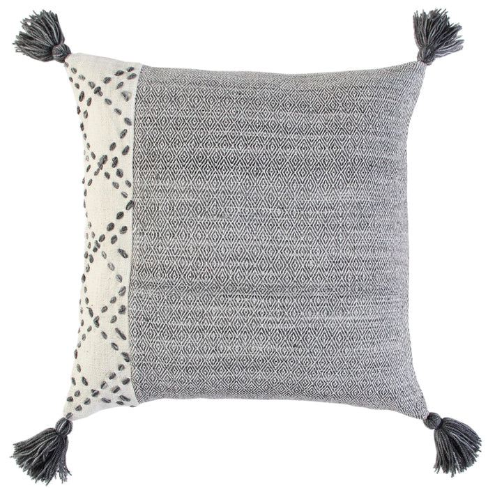 BERTHELSEN IVORY/GRAY COLOR BLOCK MODERN INDUSTRIAL THROW PILLOW