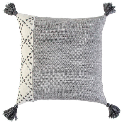 BERTHELSEN IVORY/GRAY COLOR BLOCK MODERN INDUSTRIAL THROW PILLOW
