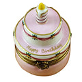 Birthday Cake W/Pink Candle Limoges Box