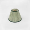 BLOCK PRINTED FABRIC PLEATED LAMPSHADE - GREEN FLORAL STRIPE