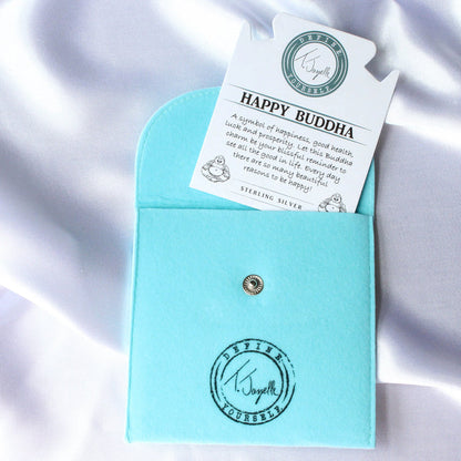 Blue Aquamarine Stone Bracelet with Happy Buddha Sterling Silver Charm
