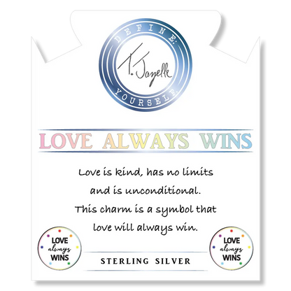 Blue Aquamarine Stone Bracelet with Love Always Wins Sterling Silver Charm