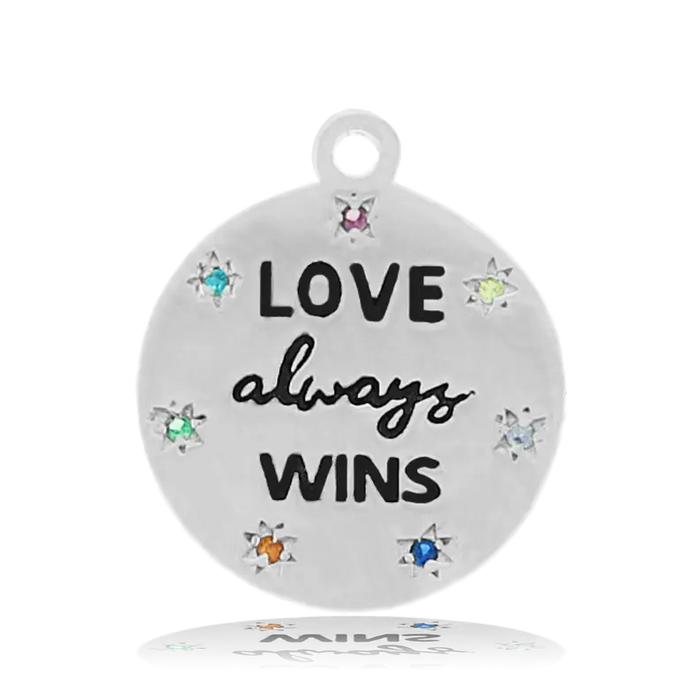 Blue Aquamarine Stone Bracelet with Love Always Wins Sterling Silver Charm