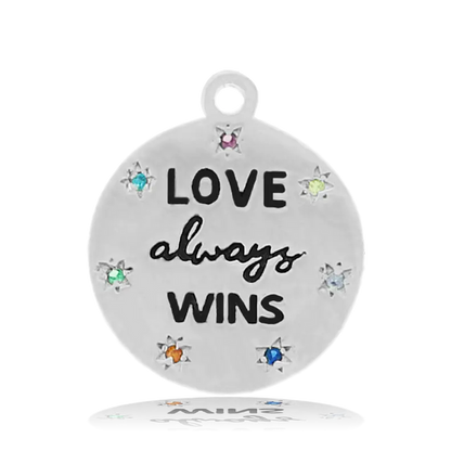 Blue Aquamarine Stone Bracelet with Love Always Wins Sterling Silver Charm