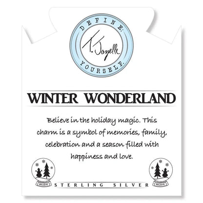 Blue Aquamarine Stone Bracelet with Winter Wonderland Sterling Silver Charm