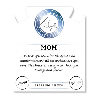 Blue Quartzite Stone Bracelet with Mom Sterling Silver Charm